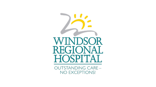 Windsor Regional Hospital logo with a stylized sun over the number 20, and the words 'Windsor Regional Hospital' with the slogan 'Outstanding Care, No Exceptions' at the bottom.