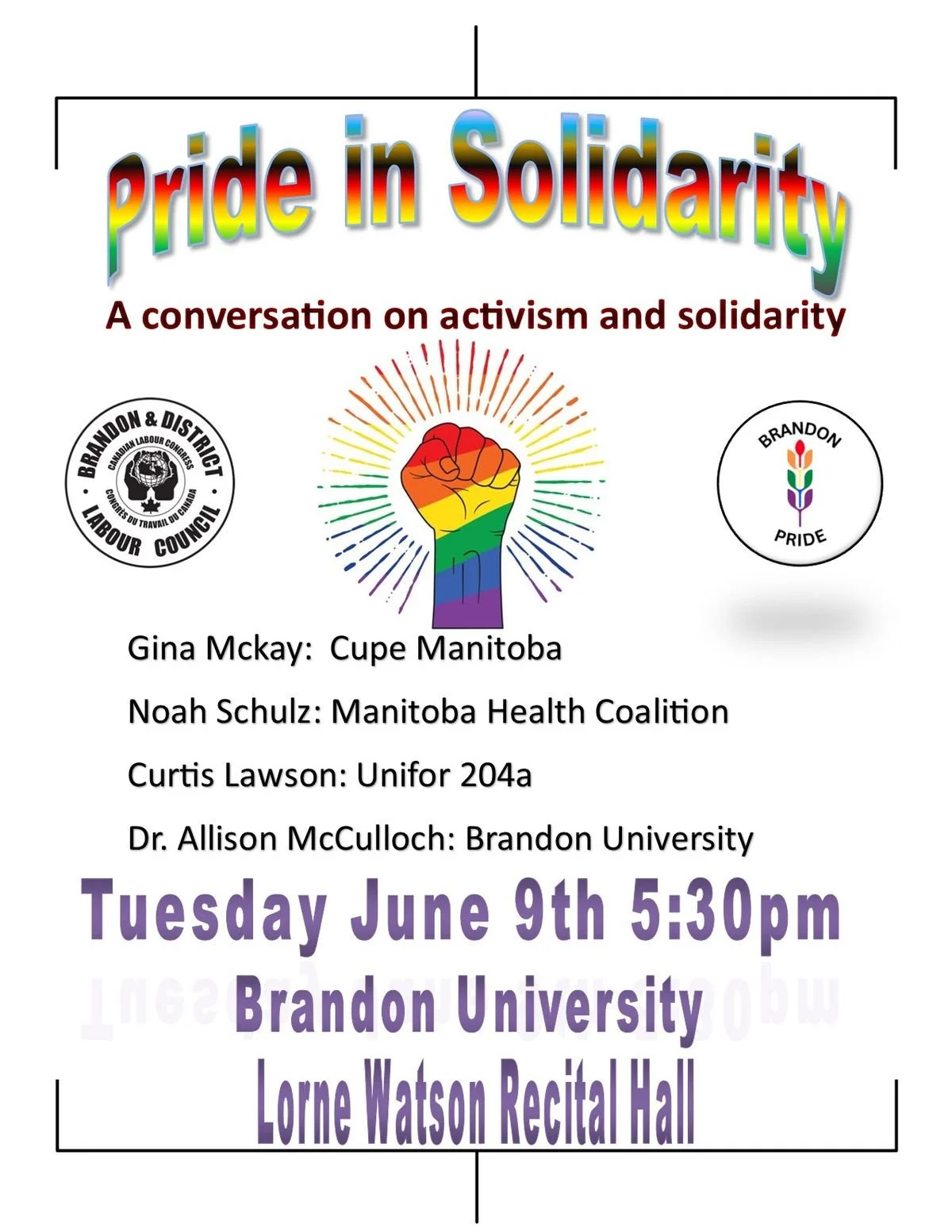 Pride in Solidarity with Brandon and District Labour Council