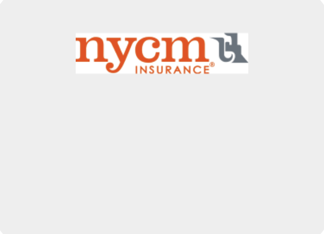 NYCM Insurance logo with orange and gray text on a light gray background.
