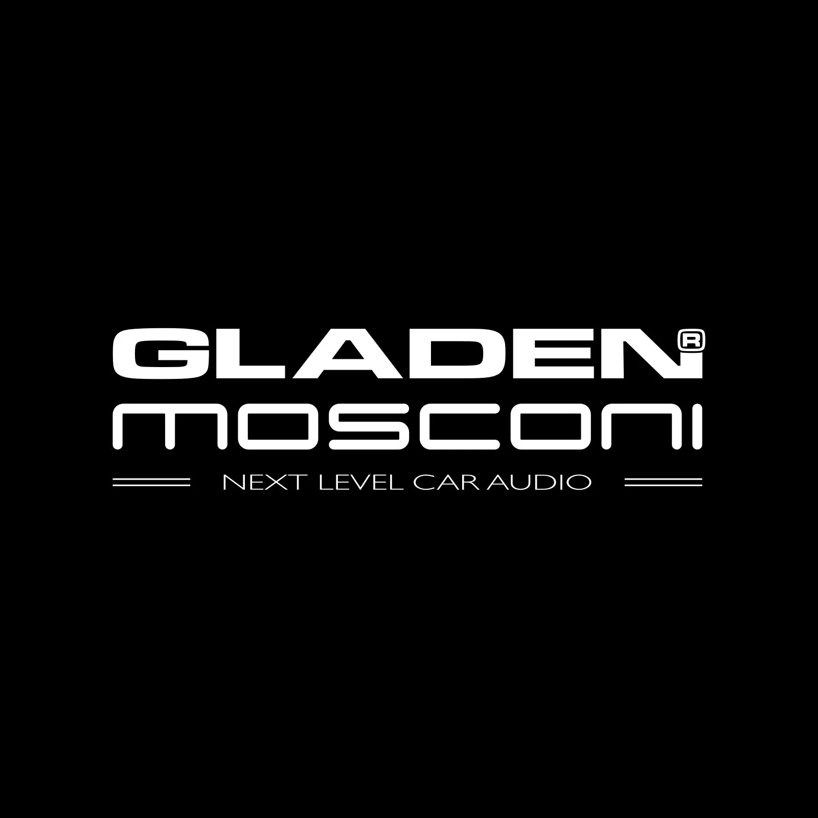 Gladen Mosconi logo with the tagline Next Level Car Audio on a black background.