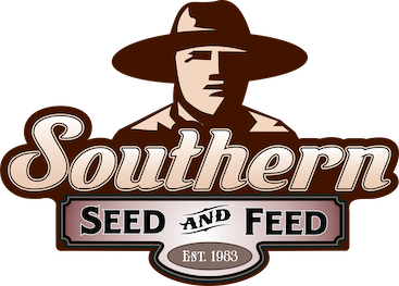 Logo for Southern Seed and Feed featuring a man wearing a wide-brimmed hat, with text 'Southern Seed and Feed Est. 1983'.