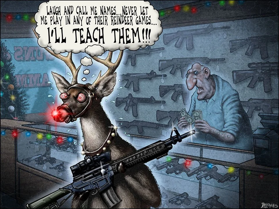 195 Deer Christmas Rudolph Guns.jpg