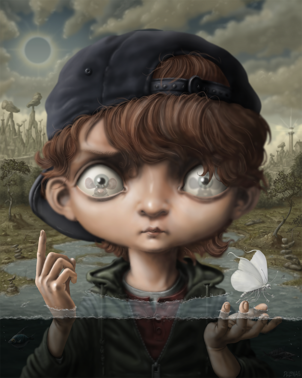 Oil on panel.  Cover for the book, Shadows.