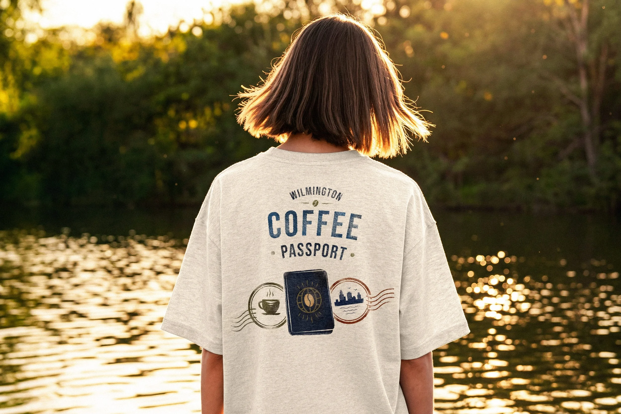 Mockup is displayed. 

Fan art created as a personal design exploration inspired by the Wilmington Coffee Passport. Developed independently for my personal portfolio and design website.