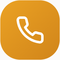 Icon of a white telephone handset on an orange background