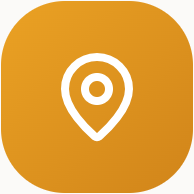 Icon of a location pin on a yellow background.