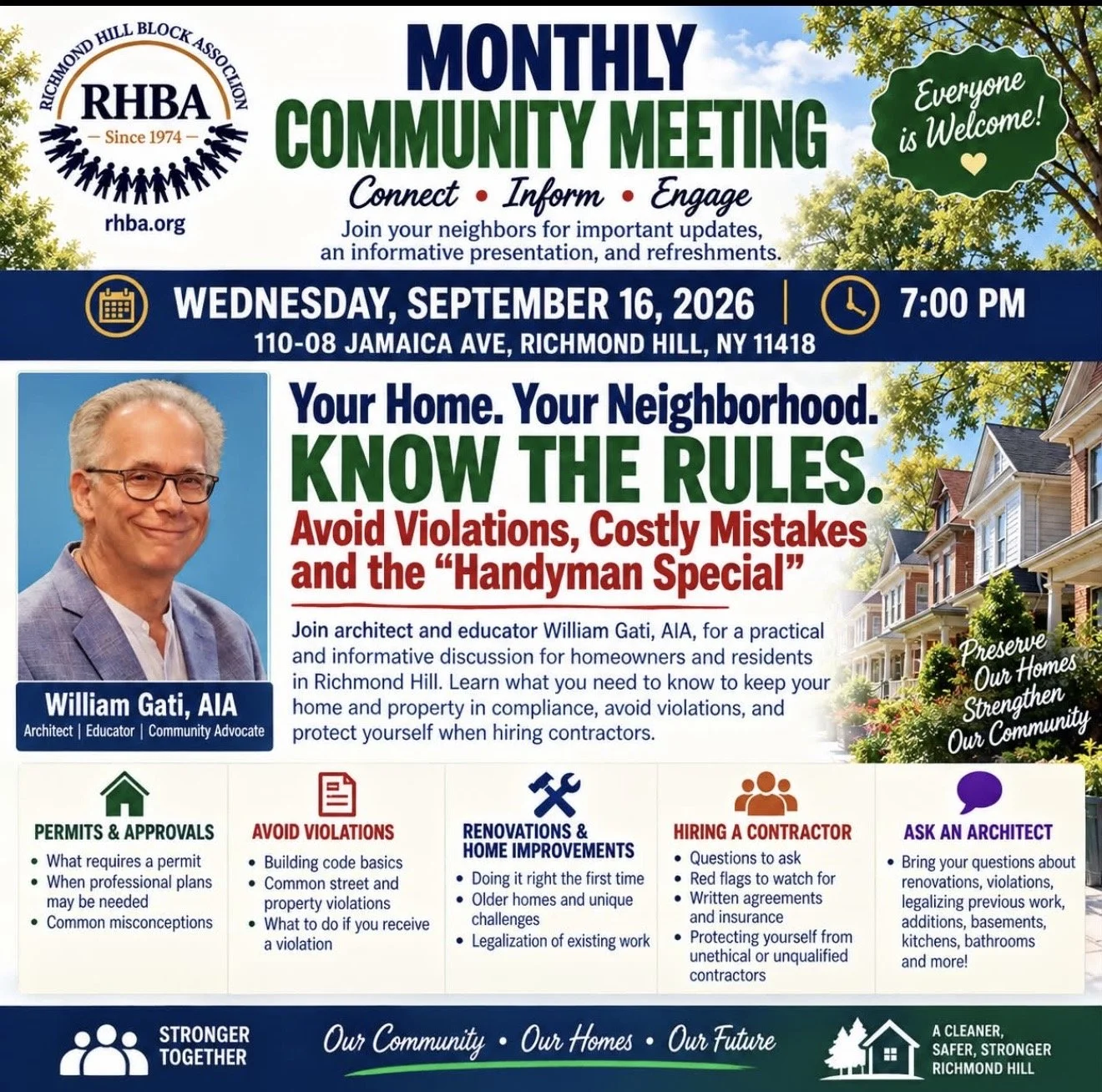 Monthly Community Meeting With RHBA || September 16, 2026