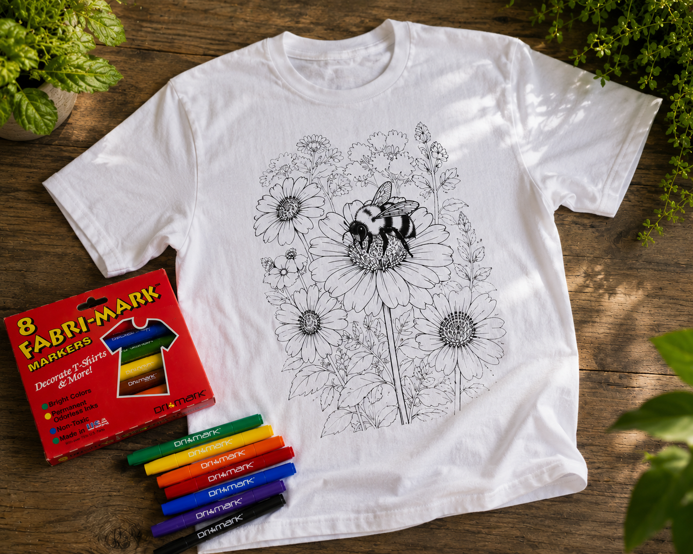 bumble bee coloring book tee with fabric marker bumble
