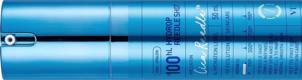 Blue bottle of ICY REBELLE Hydro Drop Needle Shot facial serum, 50 ml.