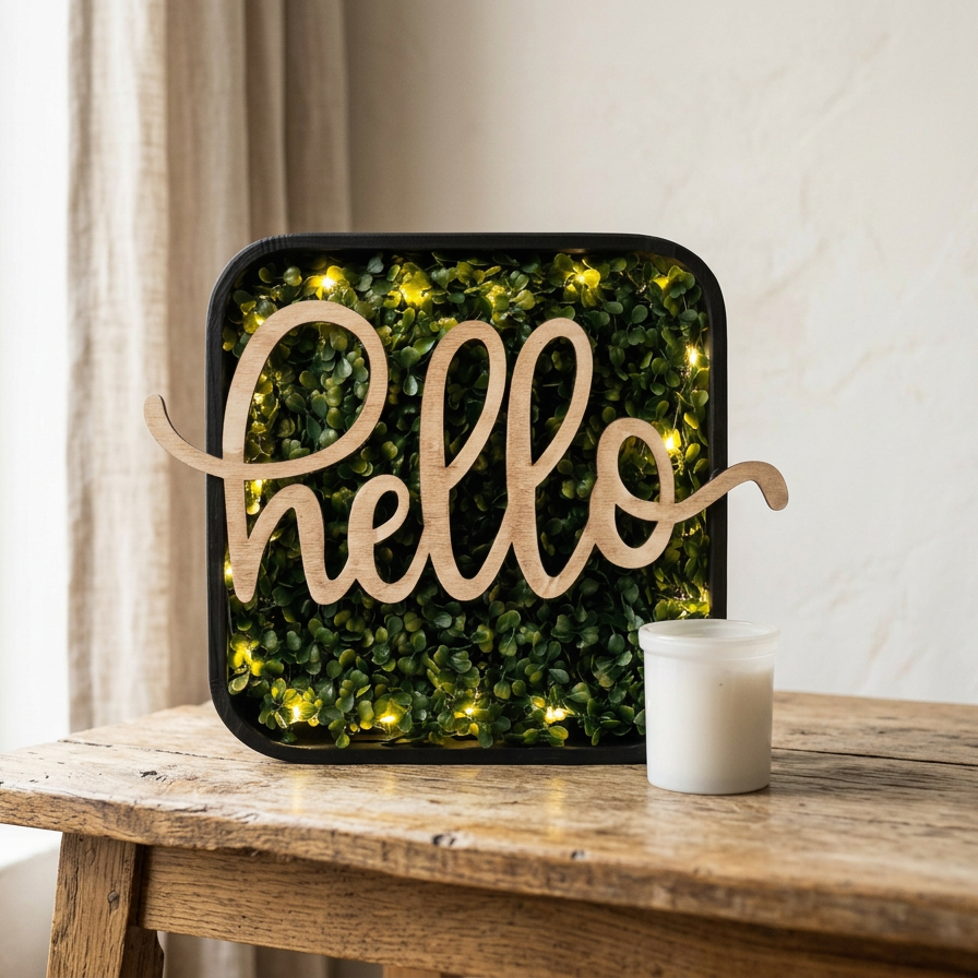 Hello Greenery Sign