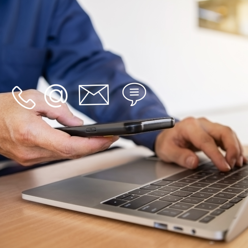 person using computer to contact
