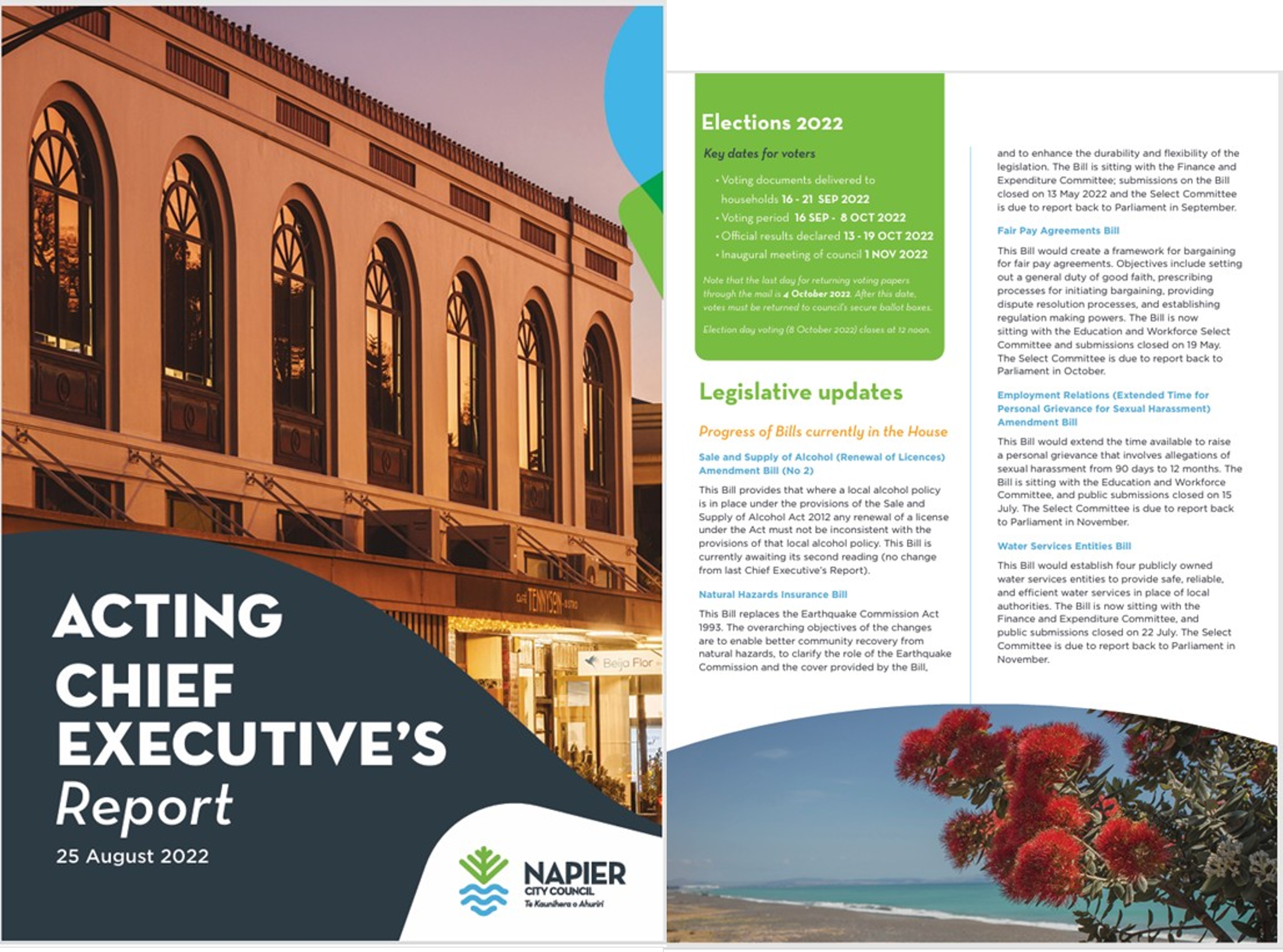 Napier City Council Chief Executive's Report cover photo