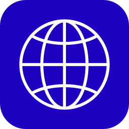 A white globe icon