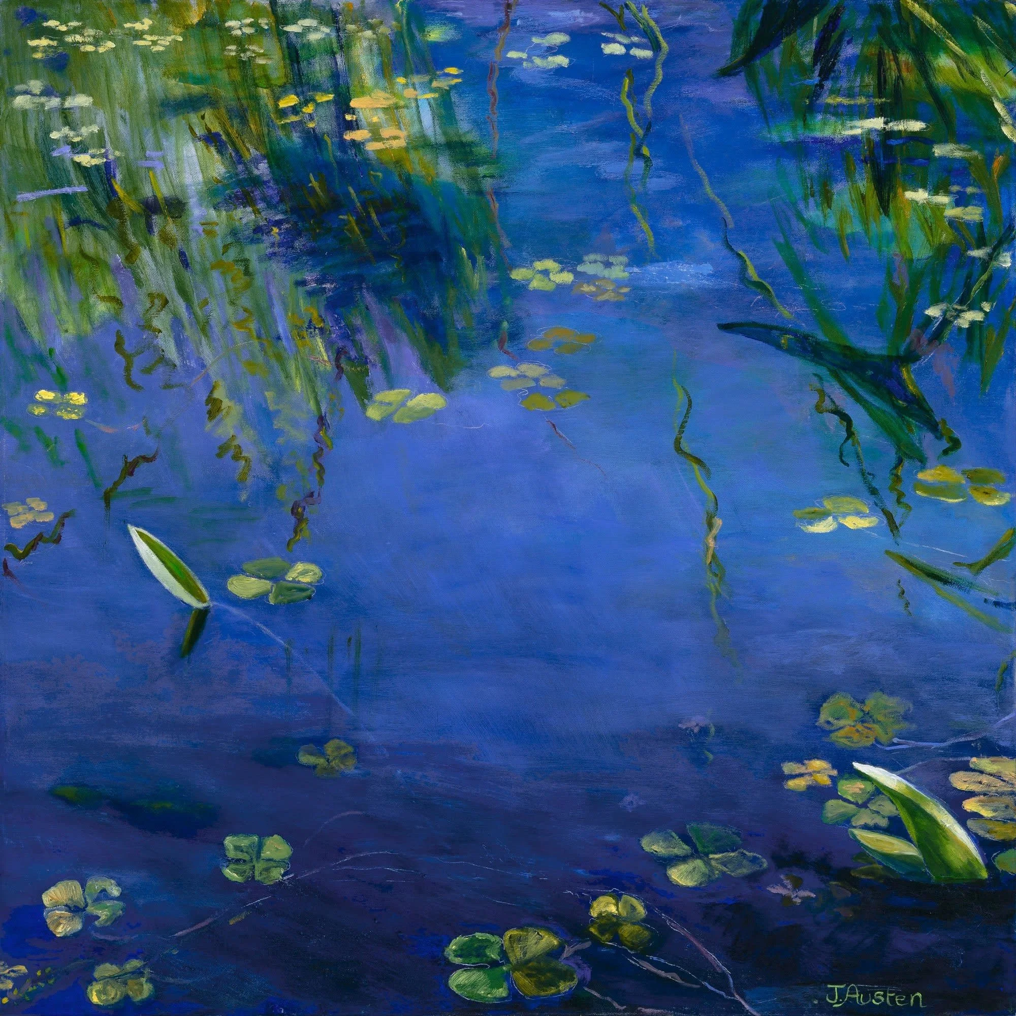 Water Lilies on Grass Reflections