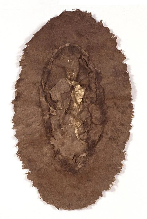 Abstract Gold Leaf on Bark Paper