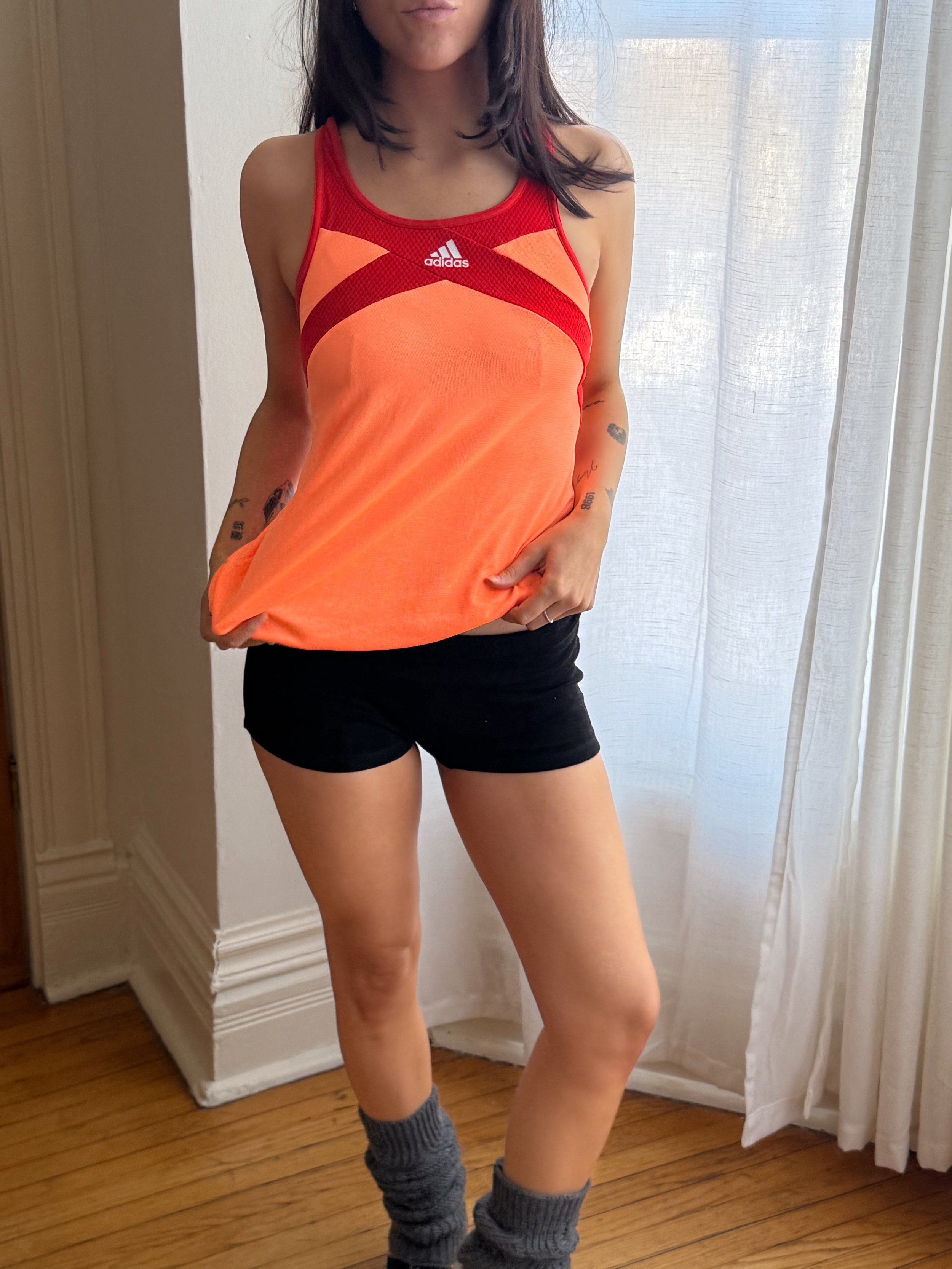 orange adidas tank