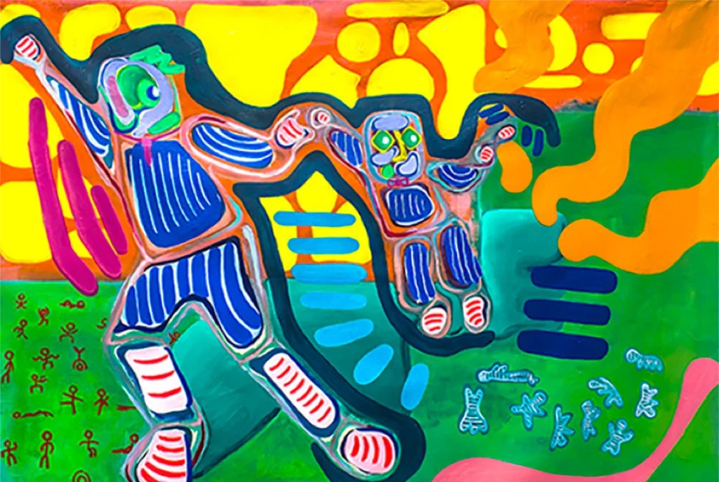 Jump. 2014. Oil on unstretched canvas, 52" x 68"