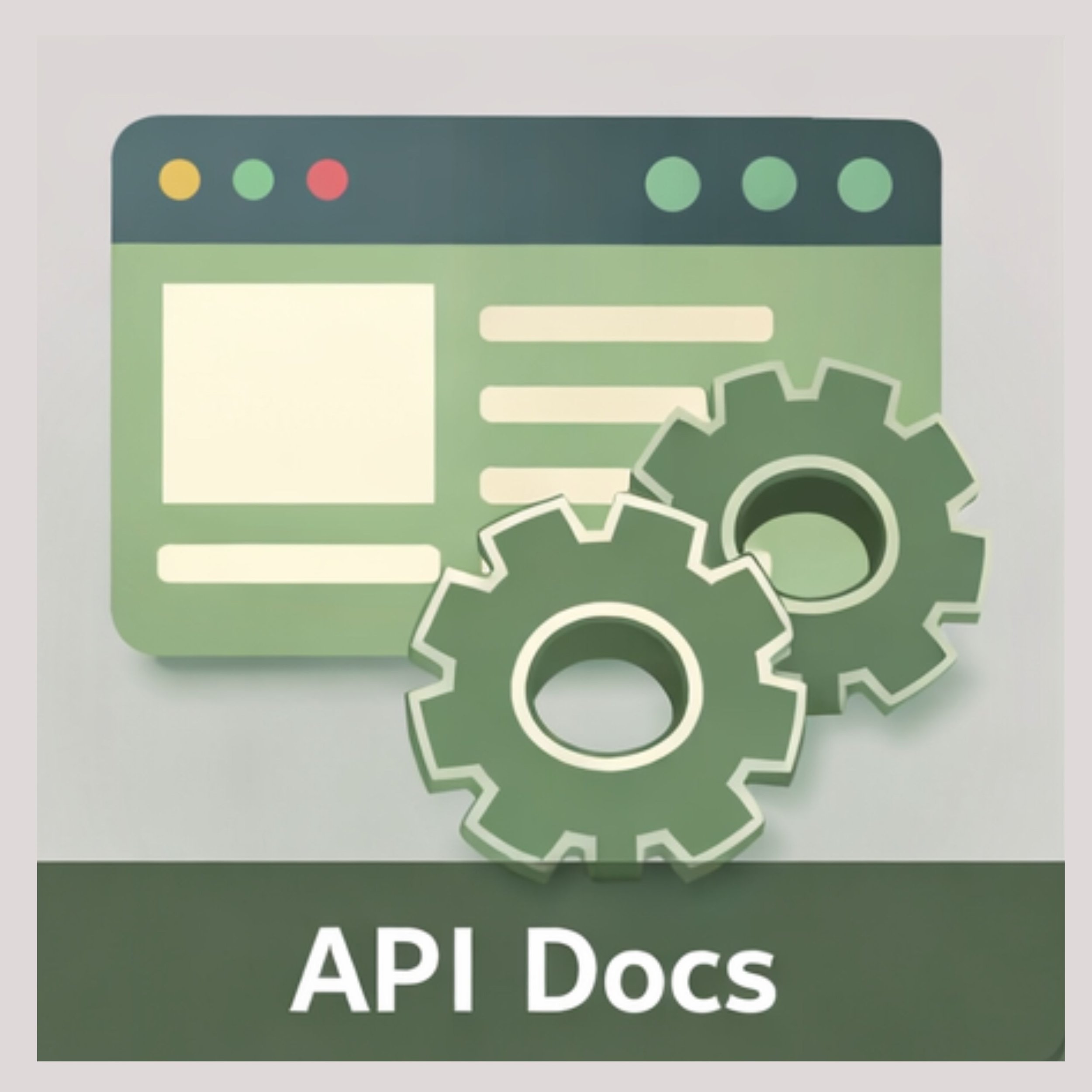 Label icon - API Docs - Shows a web page and two cogs coming off of it