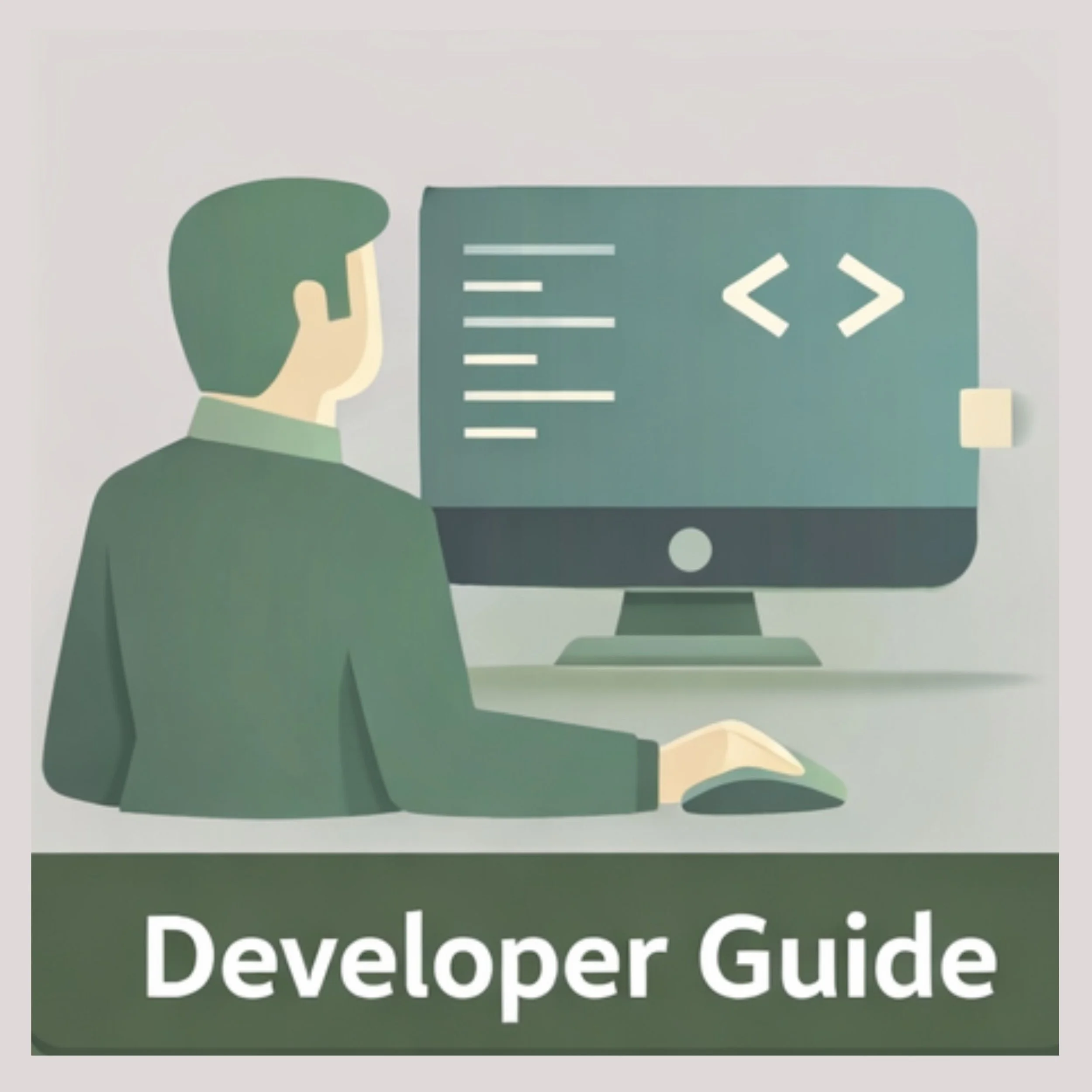 Label Icon - Developer Guide - shows a person staring at code on a computer screen