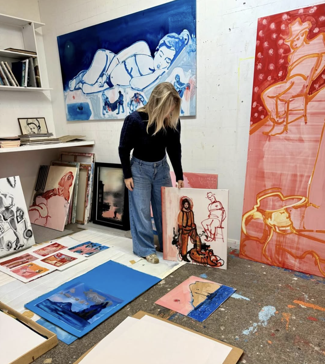 Portrait of artist Ilona Szalay in her studio