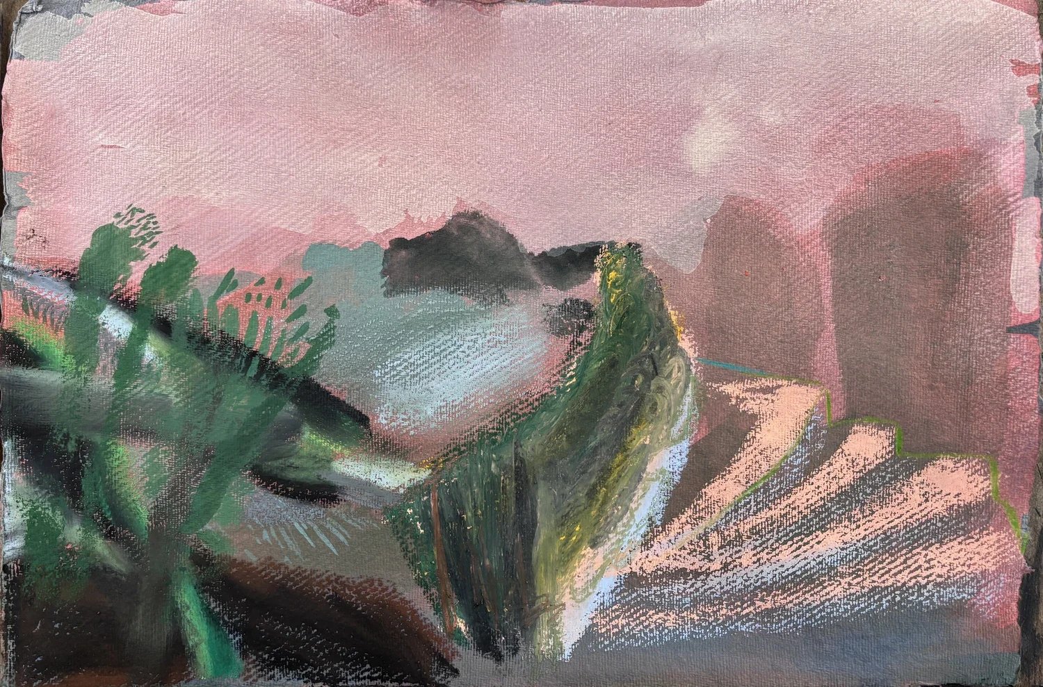 Original landscape painting on paper by artist Gabriel Langlands