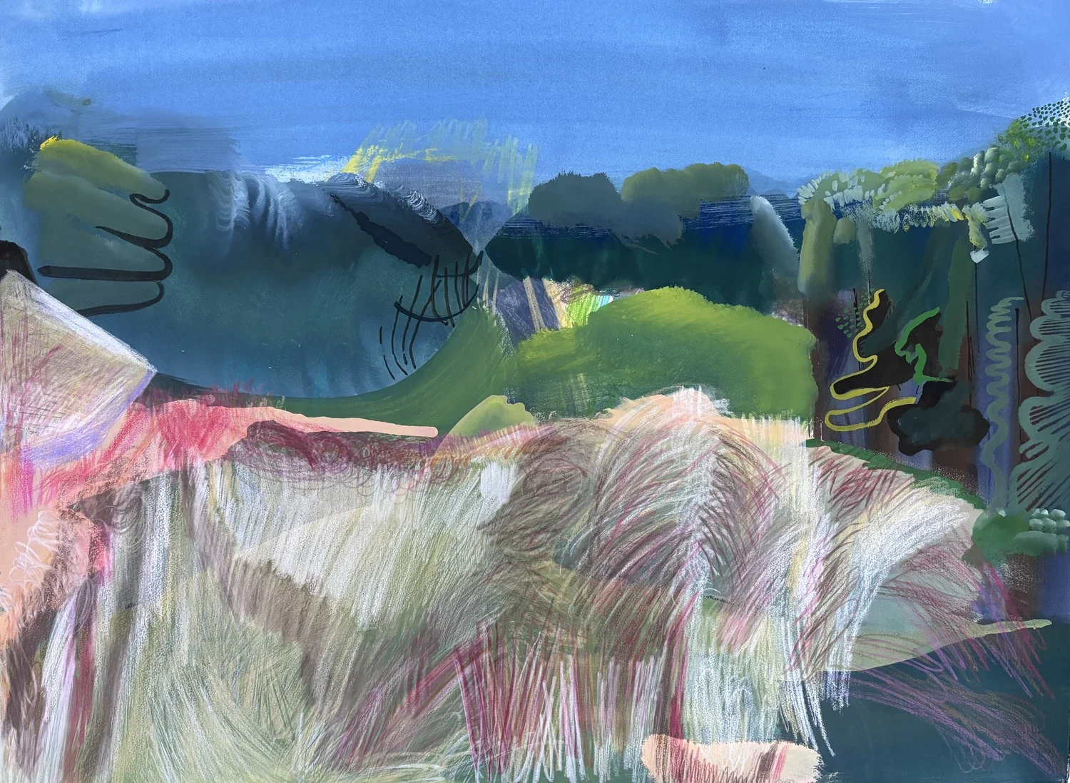 Original landscape painting on paper by artist Gabriel Langlands