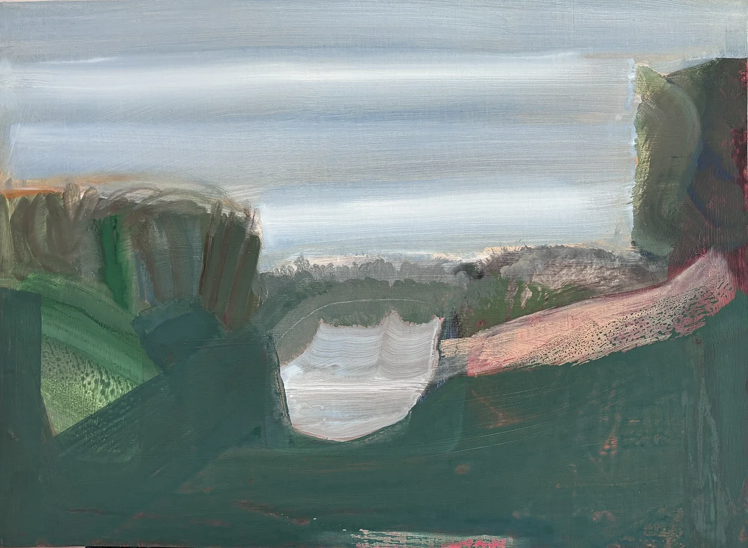 Gouache on gessoed panel by artist Gabriel Langlands
