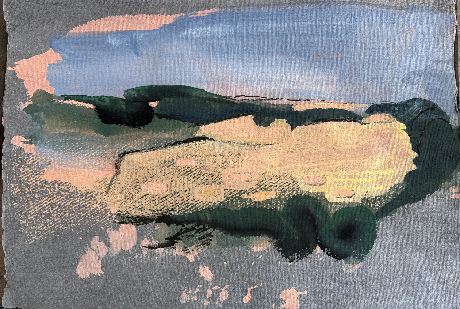 Original painting on khadi paper by artist Gabriel Langlands