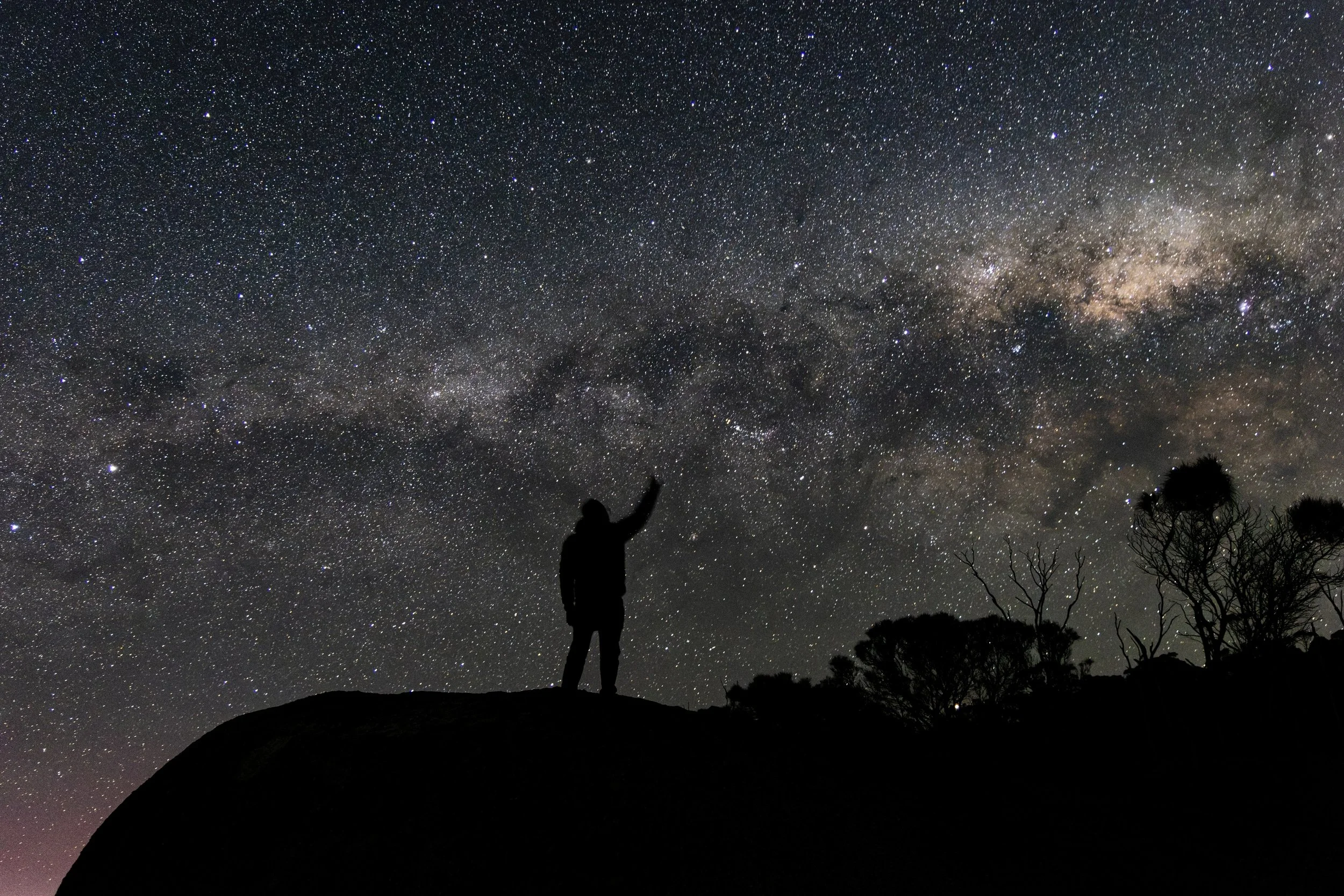 Milky Way captured from Binalong Bay, with the Galactic Core stretching across the night sky.