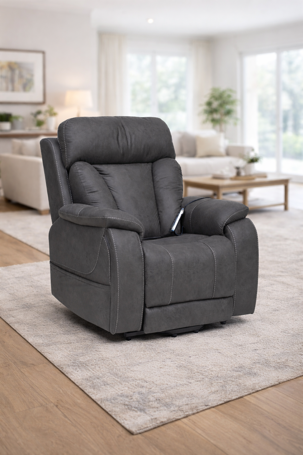 The Elevate Kakadu lift chair in a bright living room