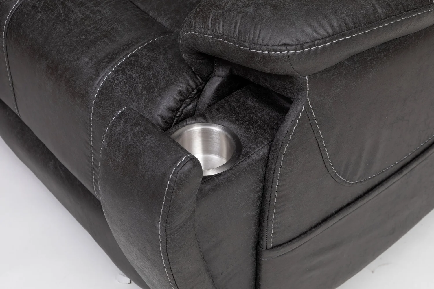 Stitching and stainless cup holder detail on the Elevate Kakadu lift chair