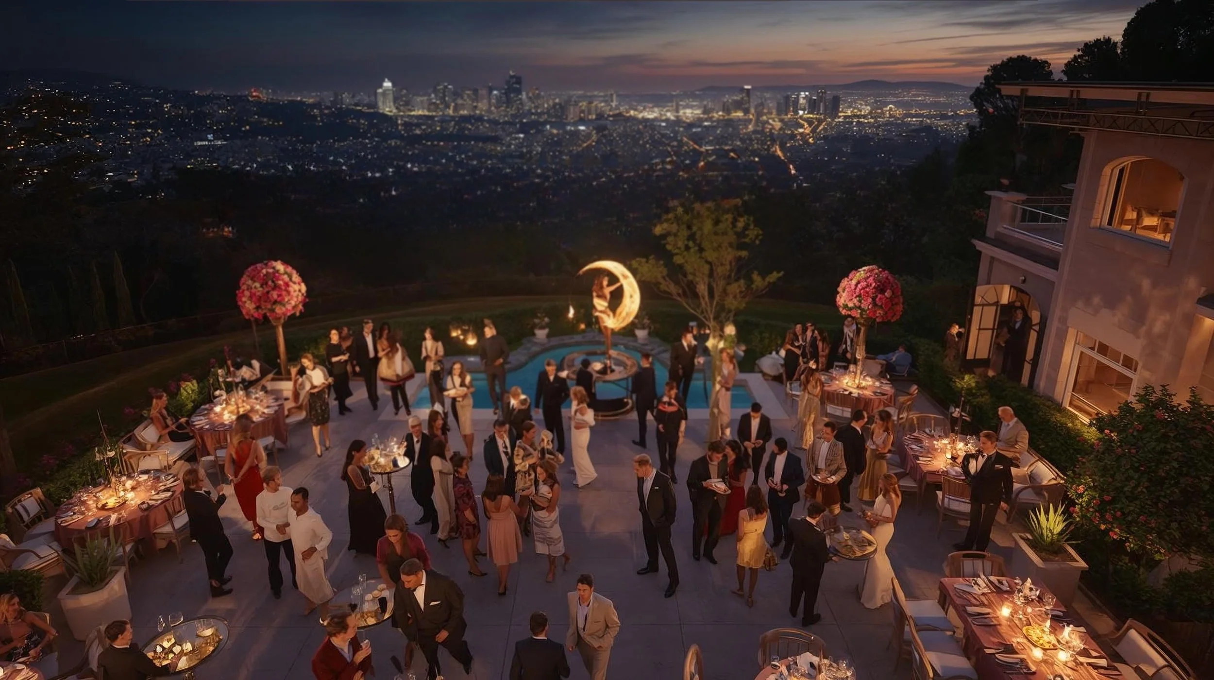 Contemporary private celebration event produced with taste and intention.