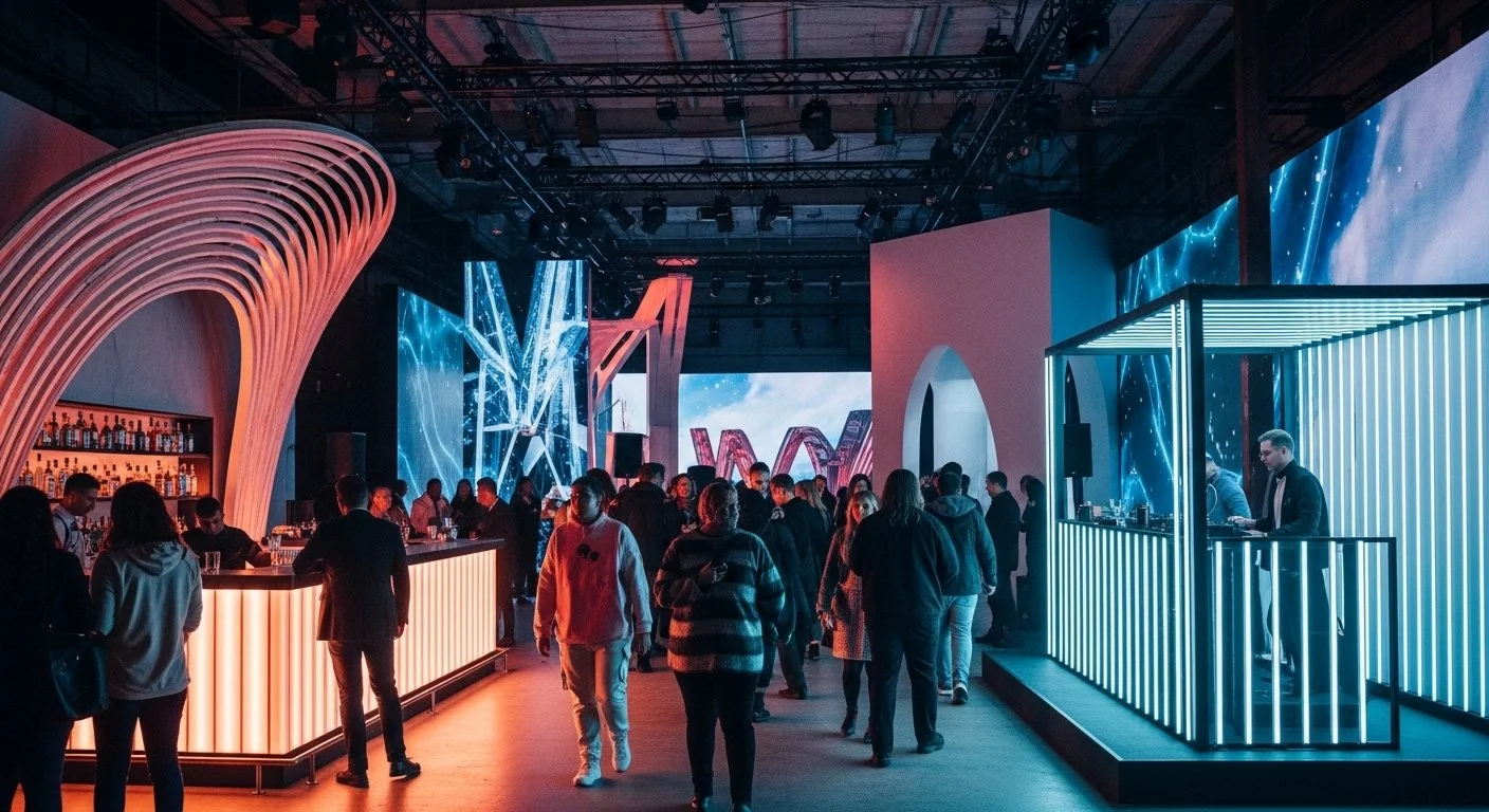 Architectural lighting and event production for brand activations in Los Angeles.