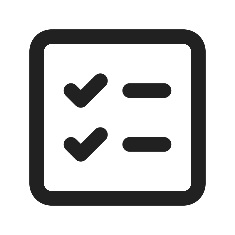 En skærm med to tjekmarkeringer, som indikerer fuldførte opgaver eller punkter.