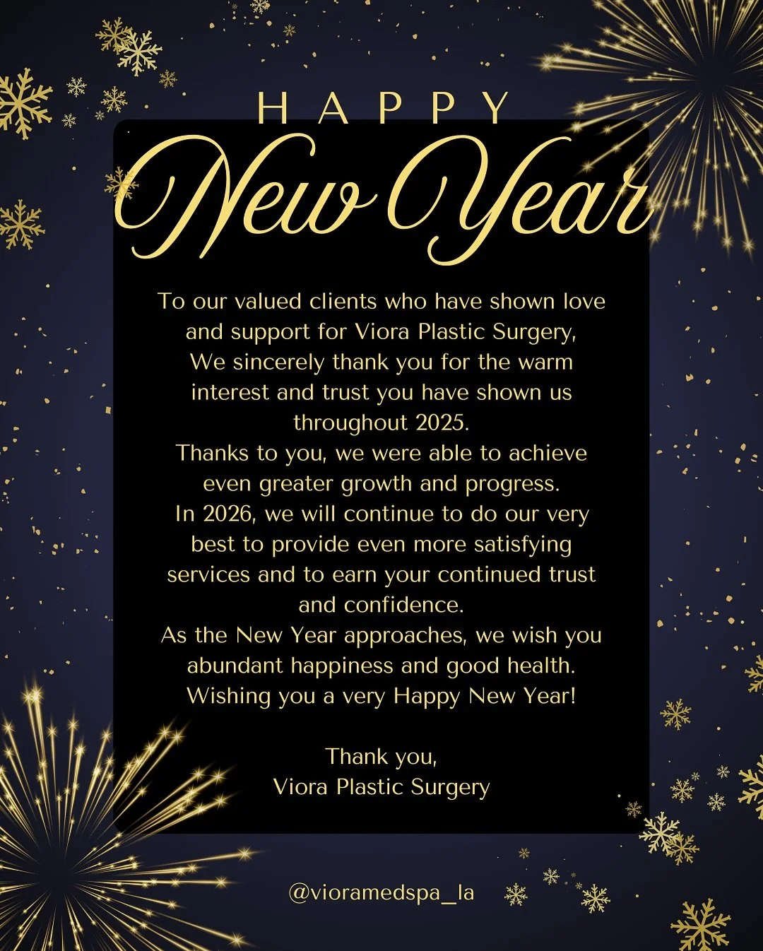 Tomorrow we welcome 2026 ✨ Thank you for being part of Viora&rsquo;s journey this past year. Here&rsquo;s to a new year filled with confidence, self-care, and radiant glow. We can&rsquo;t wait to see you soon! #happynewyear