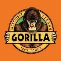 Gorilla face with orange background, featuring a logo with the words 'Incredibly Strong Gorilla' and '100% Tough'.