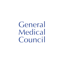 Text that reads 'General Medical Council' in blue on a white background.