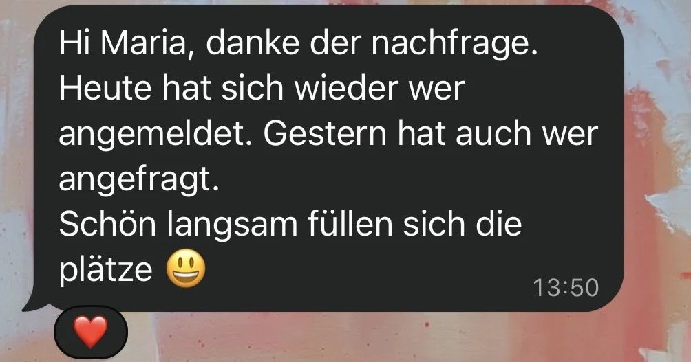 Screenshot einer Nachricht in einem Chat, die auf Deutsch verfasst ist.}