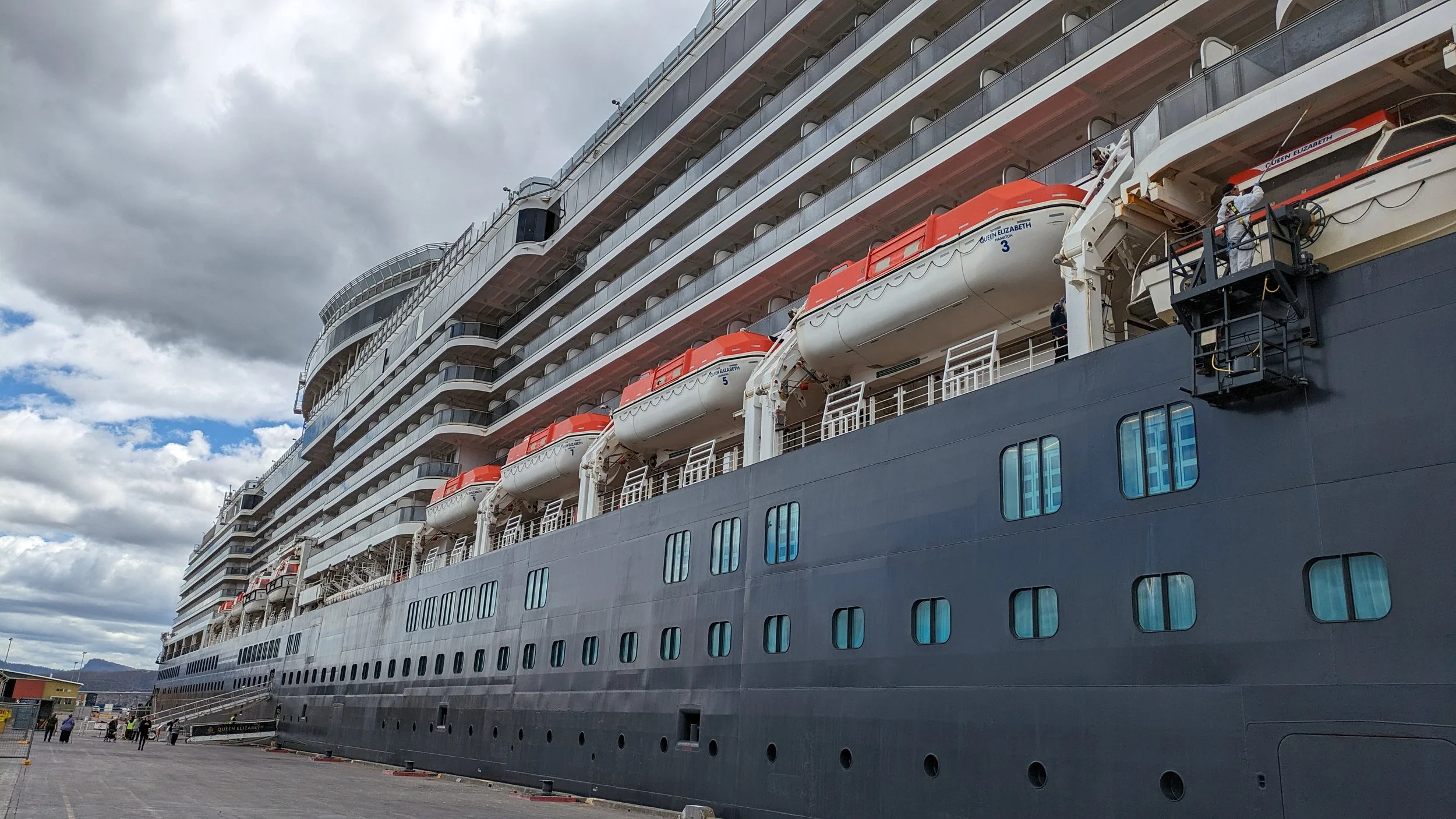 Queen Elizabeth docked in Hobart 