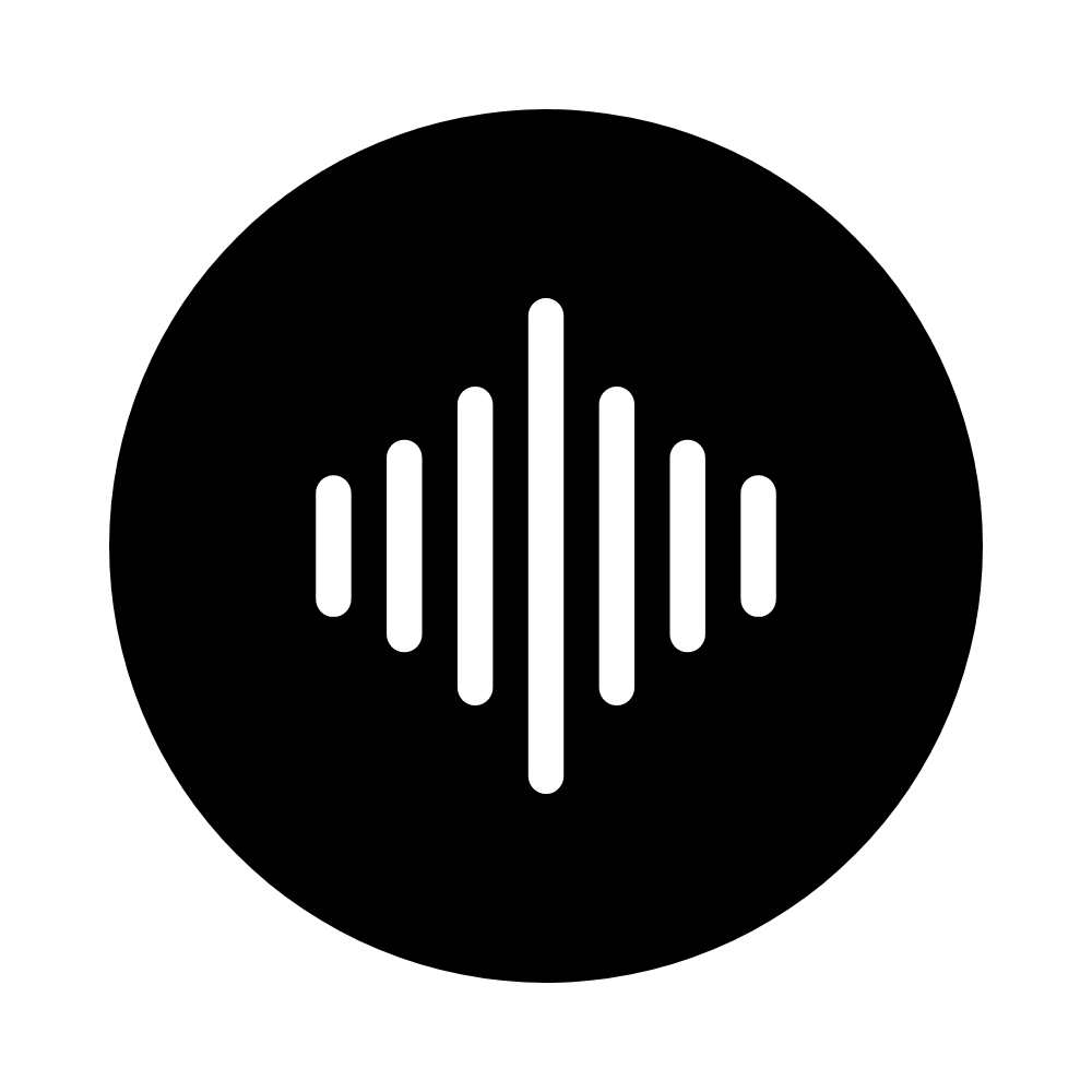 Black background with white soundwave icon in the center.