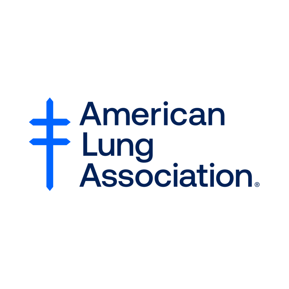 Logo of the American Lung Association featuring a blue medical cross and the organization name in blue text.