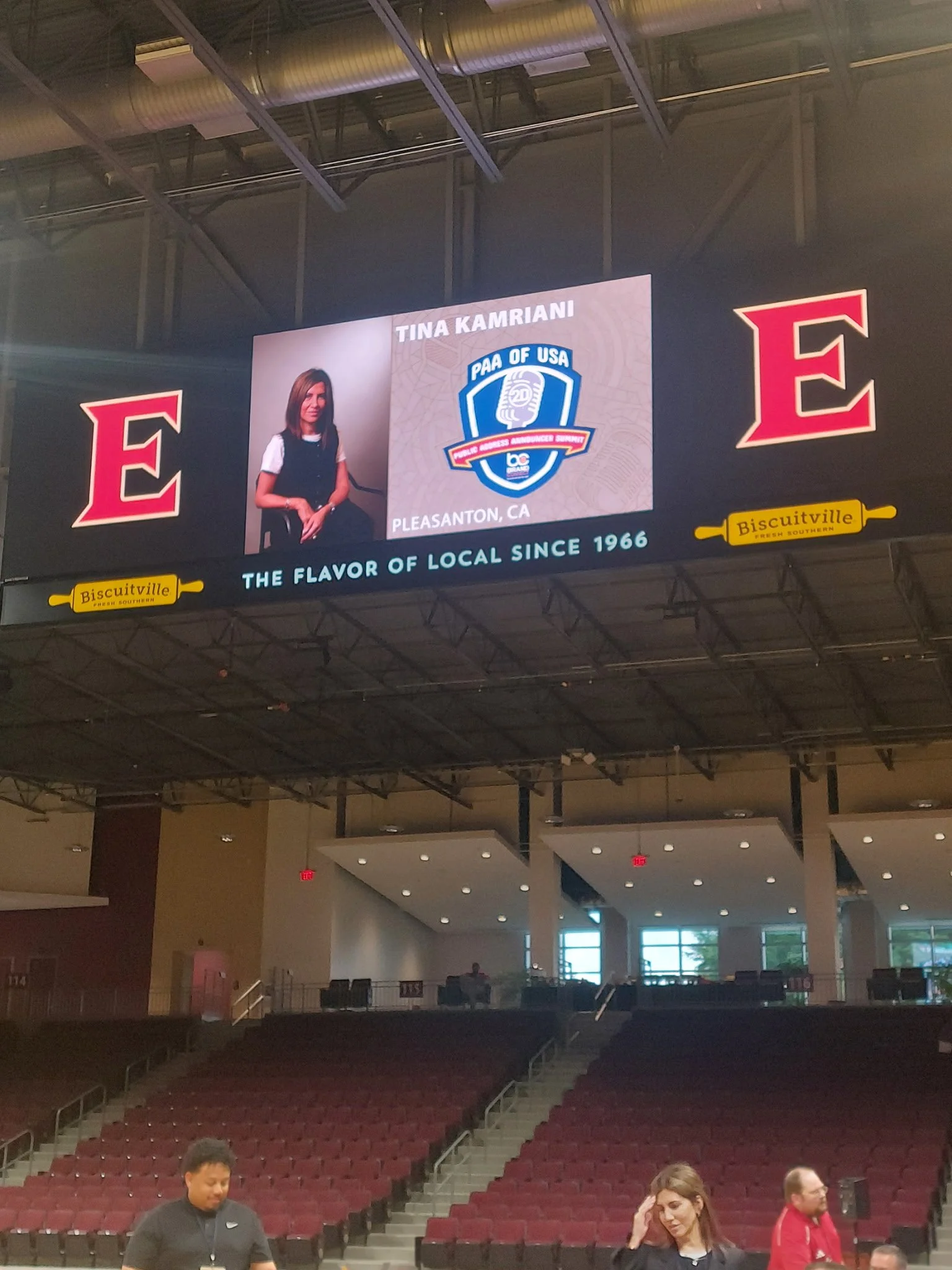 Tina's banner in arena.JPG
