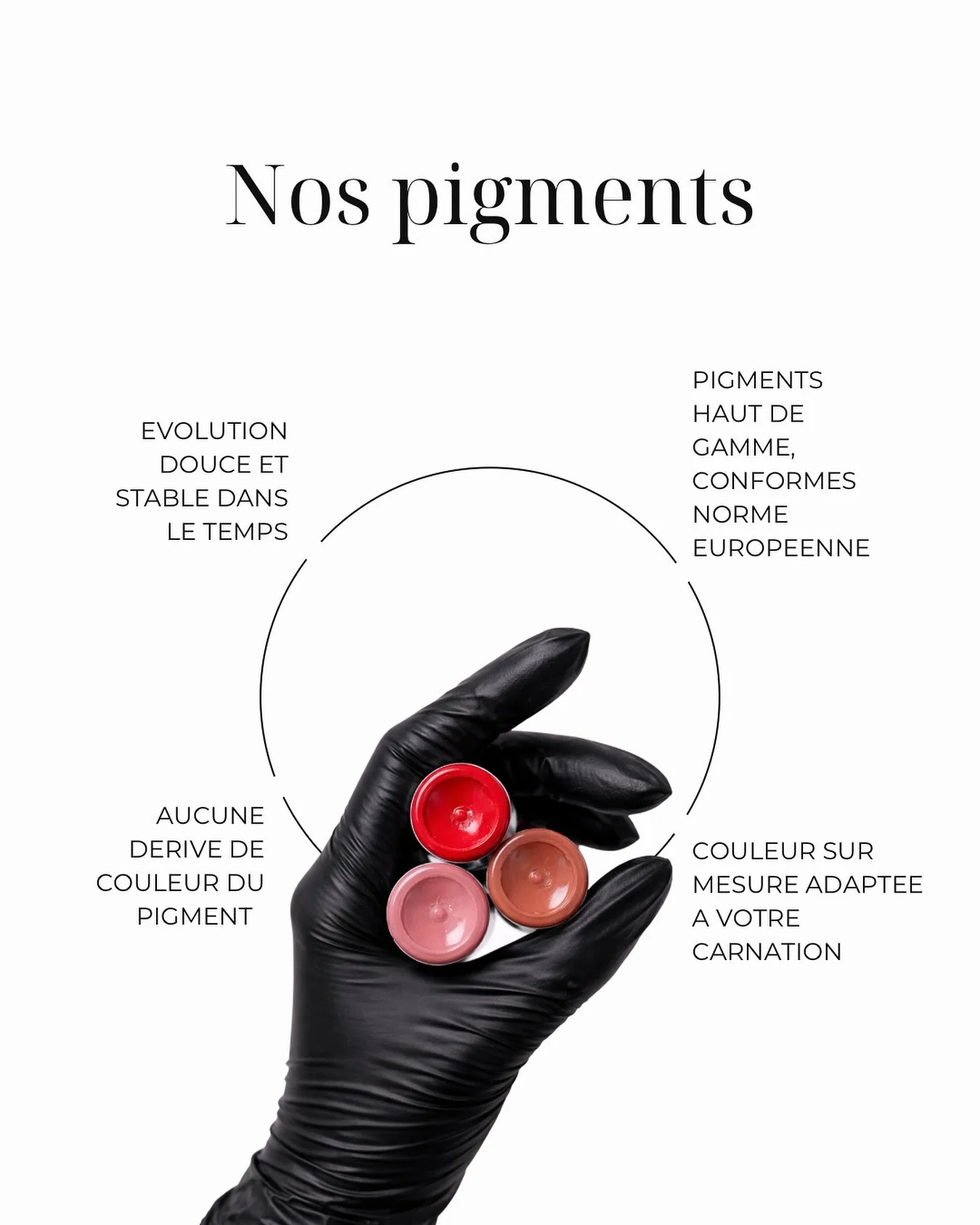 Tout commence par le choix des pigments.

Stabilit&eacute;, pr&eacute;cision, tenue dans le temps&hellip;
C&rsquo;est ce qui garantit un r&eacute;sultat ma&icirc;tris&eacute;, sans mauvaise &eacute;volution de la couleur.

Chaque teinte est travaill&