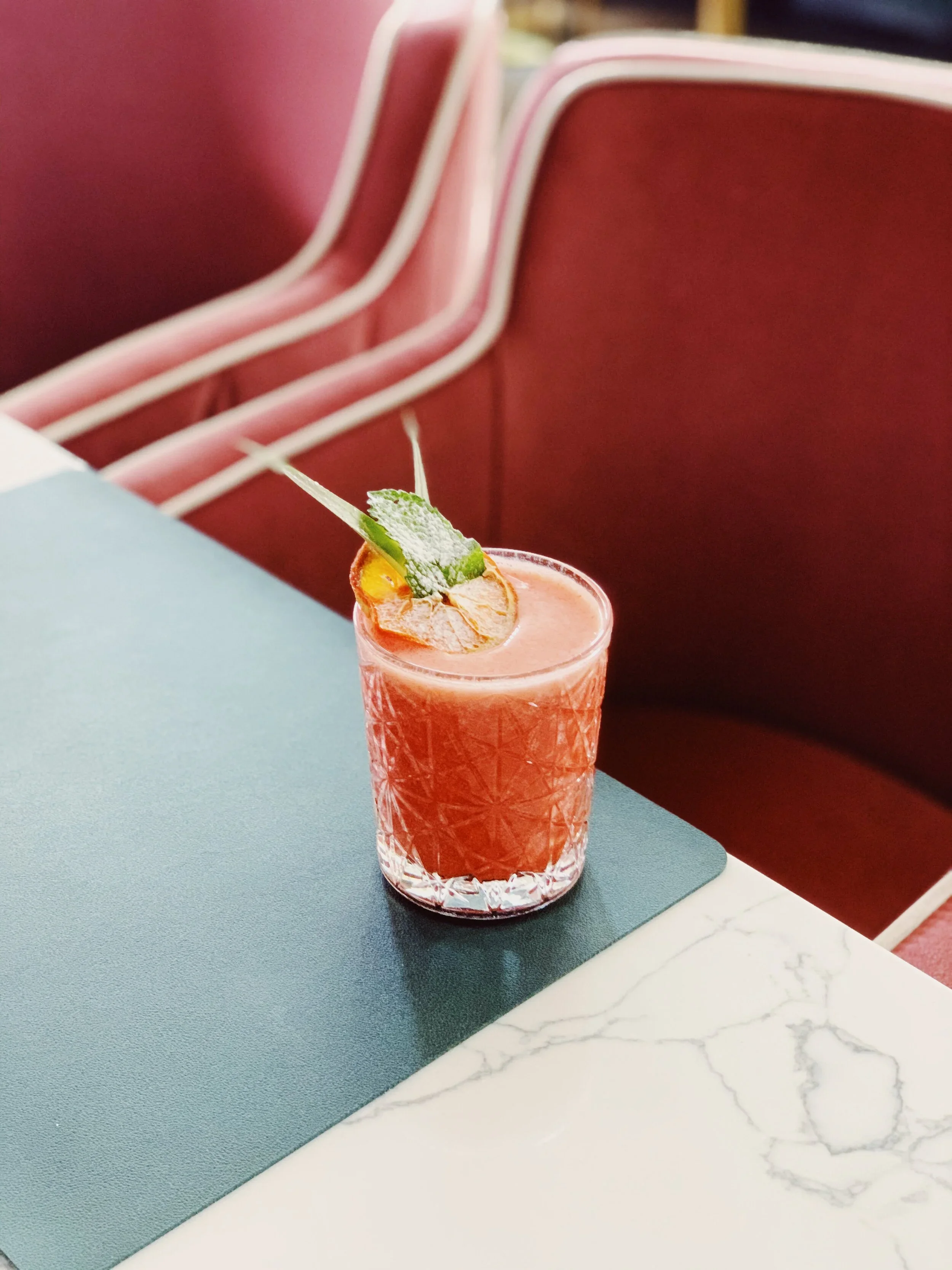 Signature cocktail served at Mokelino, seaside cocktail bar in Los Cristianos.