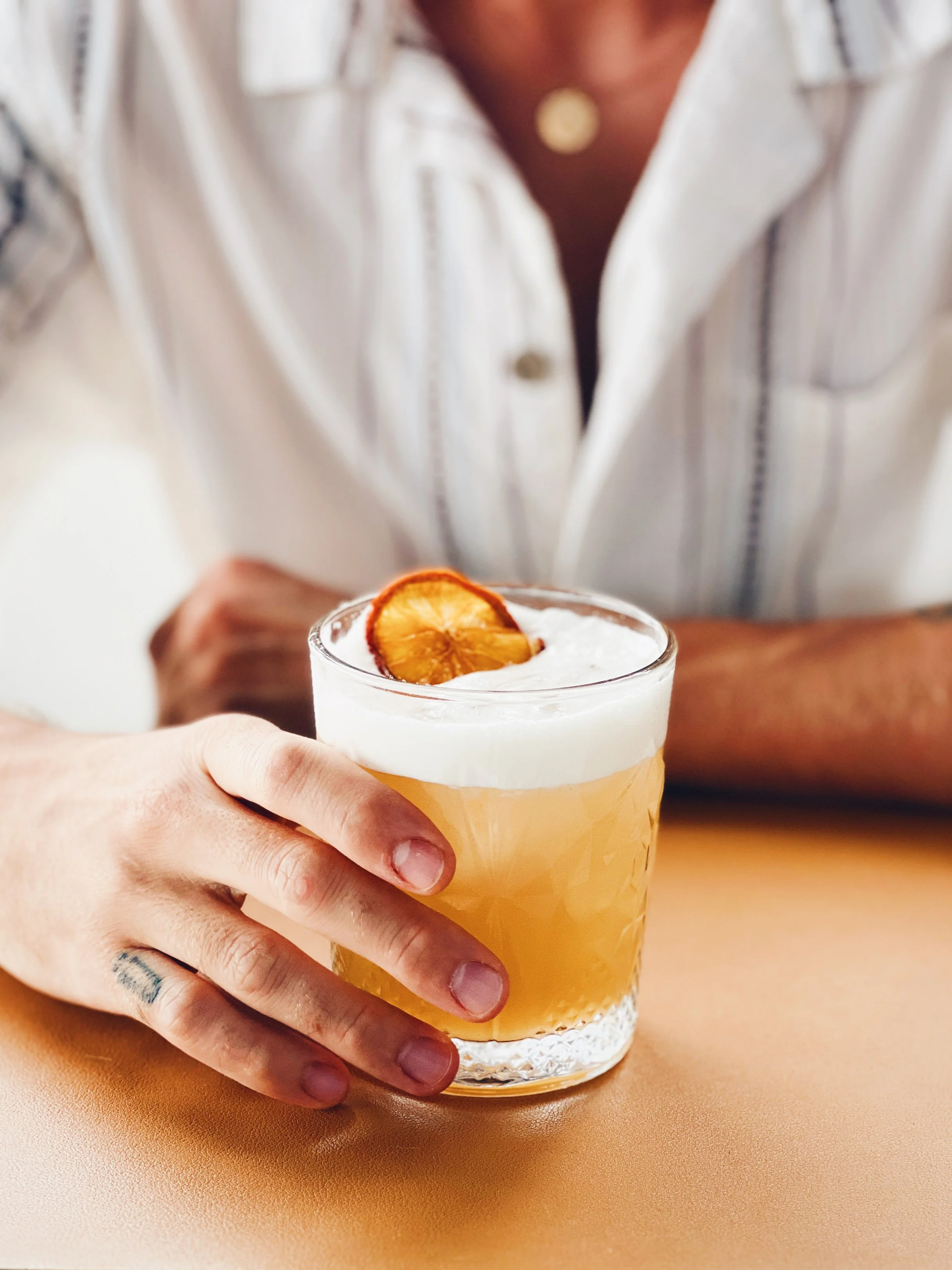 Brunch cocktail at a seaside restaurant in Los Cristianos, Tenerife