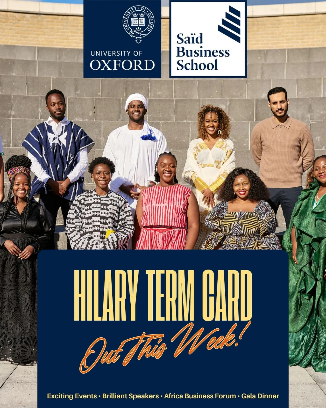 Welcome back to Hilary Term! ✨
New term, new energy, and new opportunities to connect, build, and celebrate Africa at Oxford. We can&rsquo;t wait to see you at our events this term. 

We can&rsquo;t wait to share our term card with you this Wednesday