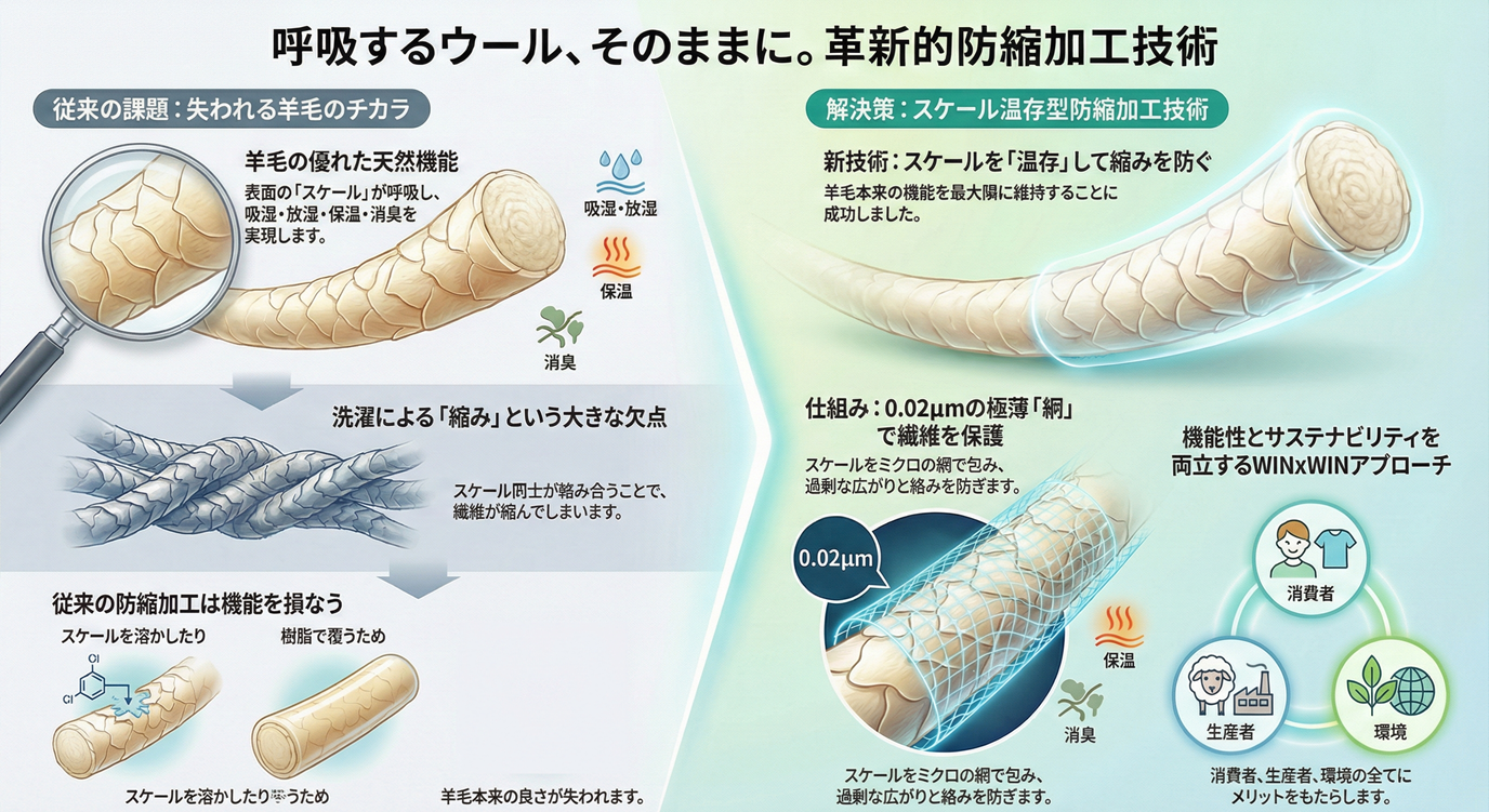 羊毛がもっと好きになる。「スケール温存」が変えるウールの常識