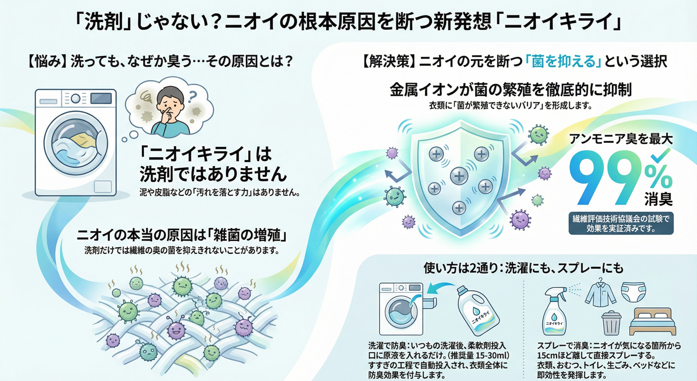 「nioi kirai」を正しく知る。汚れを落とす「洗剤」ではなく、ニオイを断つ「ソリューション」という選択