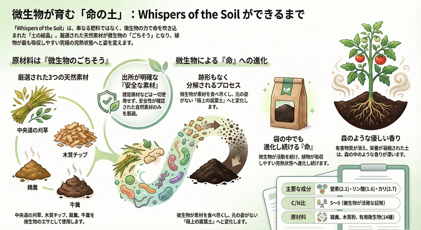 その原材料、実は「微生物のごちそう」なんです。