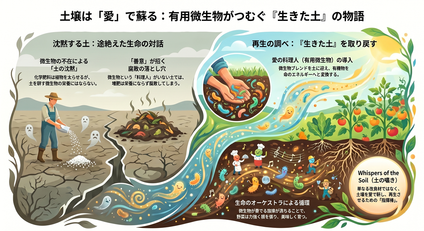 土壌は、愛で耕される。有用微生物が奏でる、新しい『生きた土』の物語